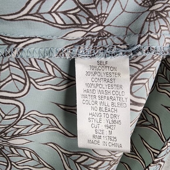 Women's Ya Los Angeles Boho Blue & Brown Floral Print Dress 3/4 Sleeves Size M - Picture 7 of 12